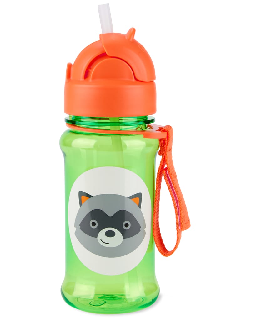 Skip Hop Zoo Straw Bottle with Tritan Renew, BPA-Free & PVC-Free Sippy Bottle for Kids, 355 mL Sipper - Racoon