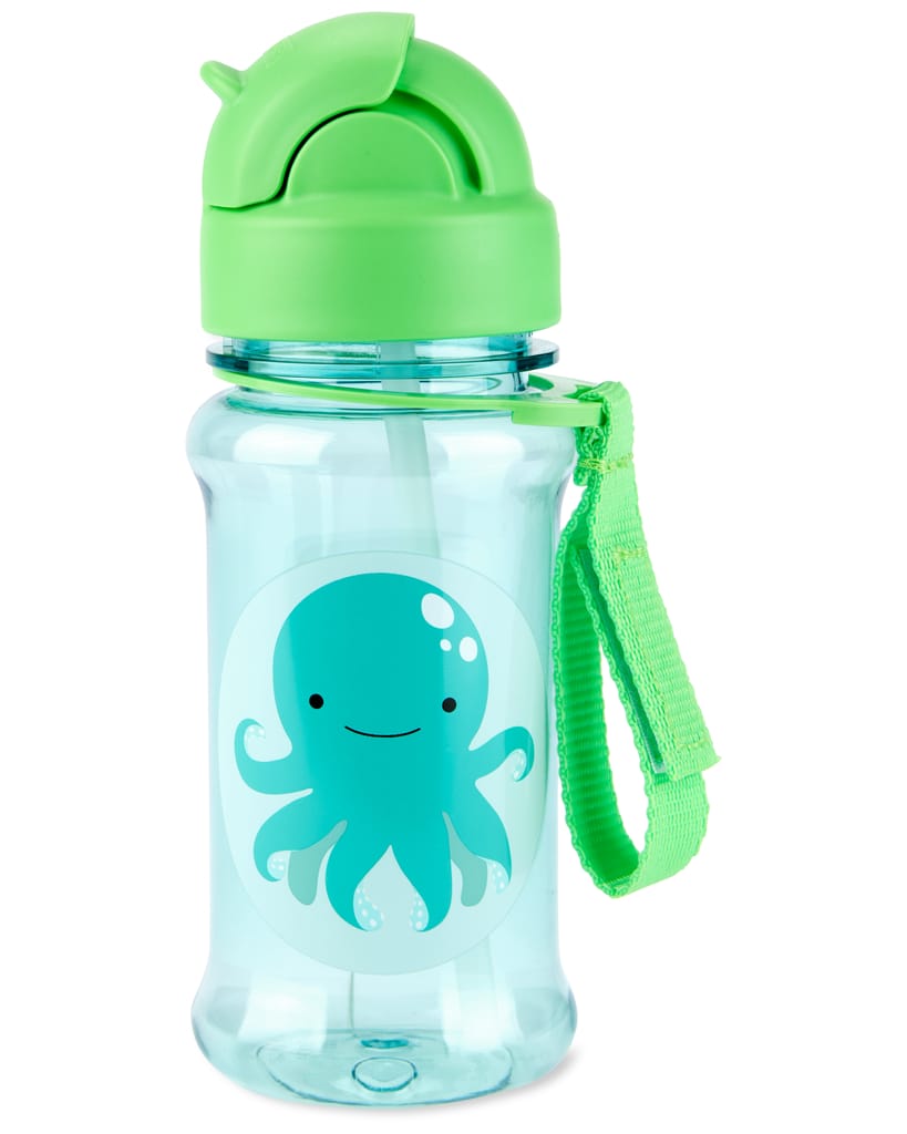 Skip Hop Zoo Straw Bottle with Tritan Renew, BPA-Free & PVC-Free Sippy Bottle for Kids, 355 mL Sipper - Octopus