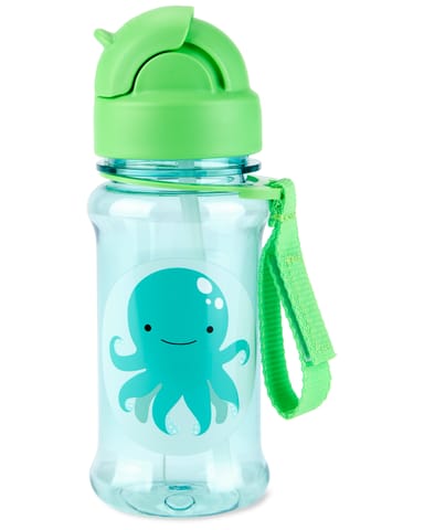 Skip Hop Zoo Straw Bottle with Tritan Renew, BPA-Free & PVC-Free Sippy Bottle for Kids, 355 mL Sipper - Octopus