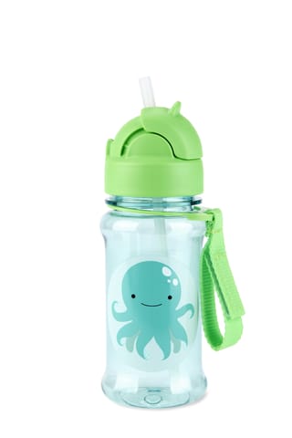 Skip Hop Zoo Straw Bottle with Tritan Renew, BPA-Free & PVC-Free Sippy Bottle for Kids, 355 mL Sipper - Octopus