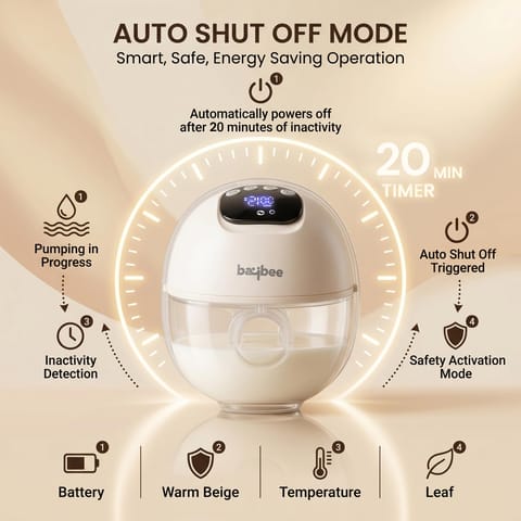 BAYBEE Elora Pro Electric Wearable Breast Pump for Mothers | Hands-Free BPA-Free Breast Milk Pump | 4 Smart Modes, 12 Suction Levels | 180ml Capacity | USB-C Fast Charging | Auto Shut-Off | Beige
