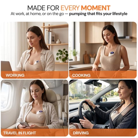 BAYBEE Elora Pro Electric Wearable Breast Pump for Mothers | Hands-Free BPA-Free Breast Milk Pump | 4 Smart Modes, 12 Suction Levels | 180ml Capacity | USB-C Fast Charging | Auto Shut-Off | Beige