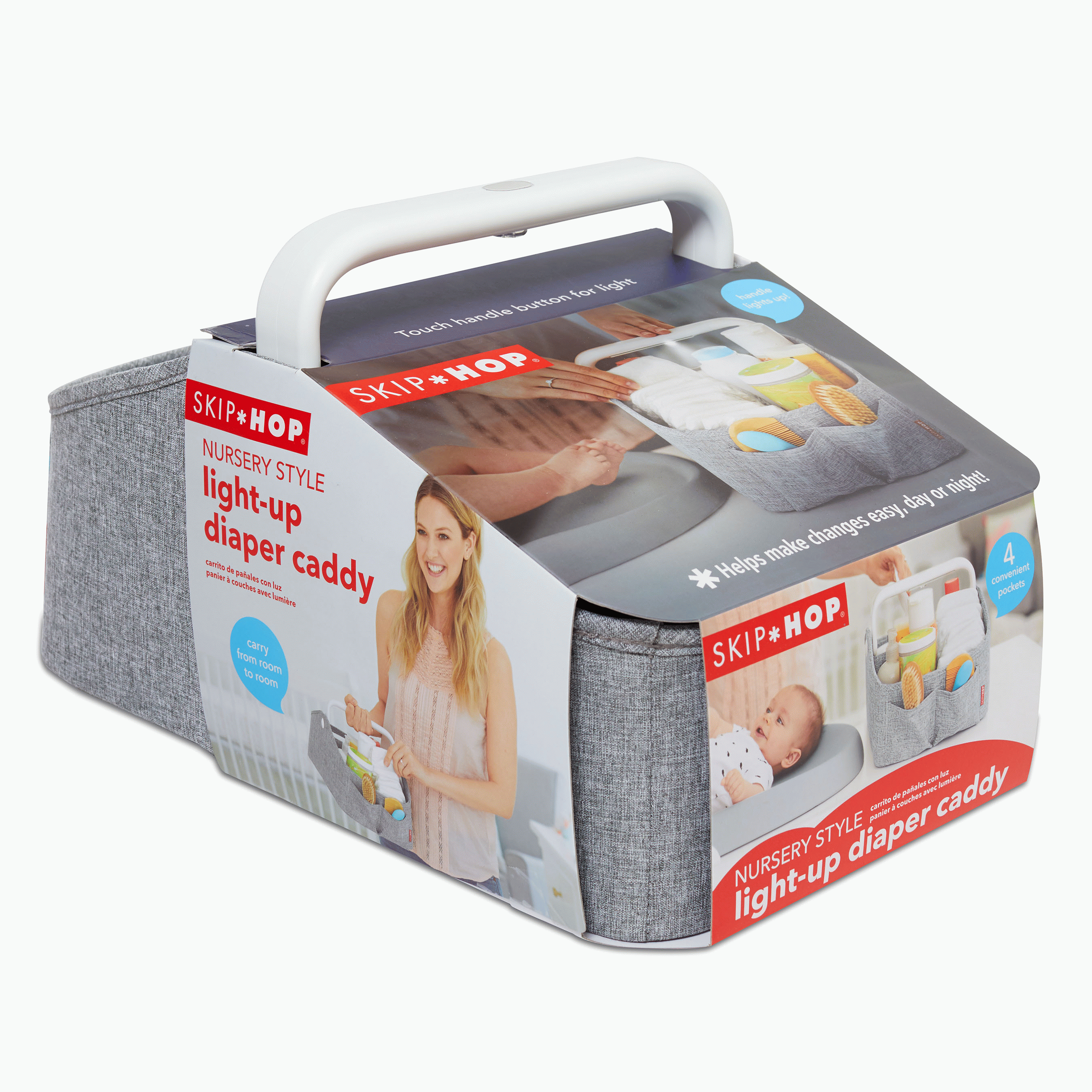 Light Up Diaper Caddy- Heather Grey