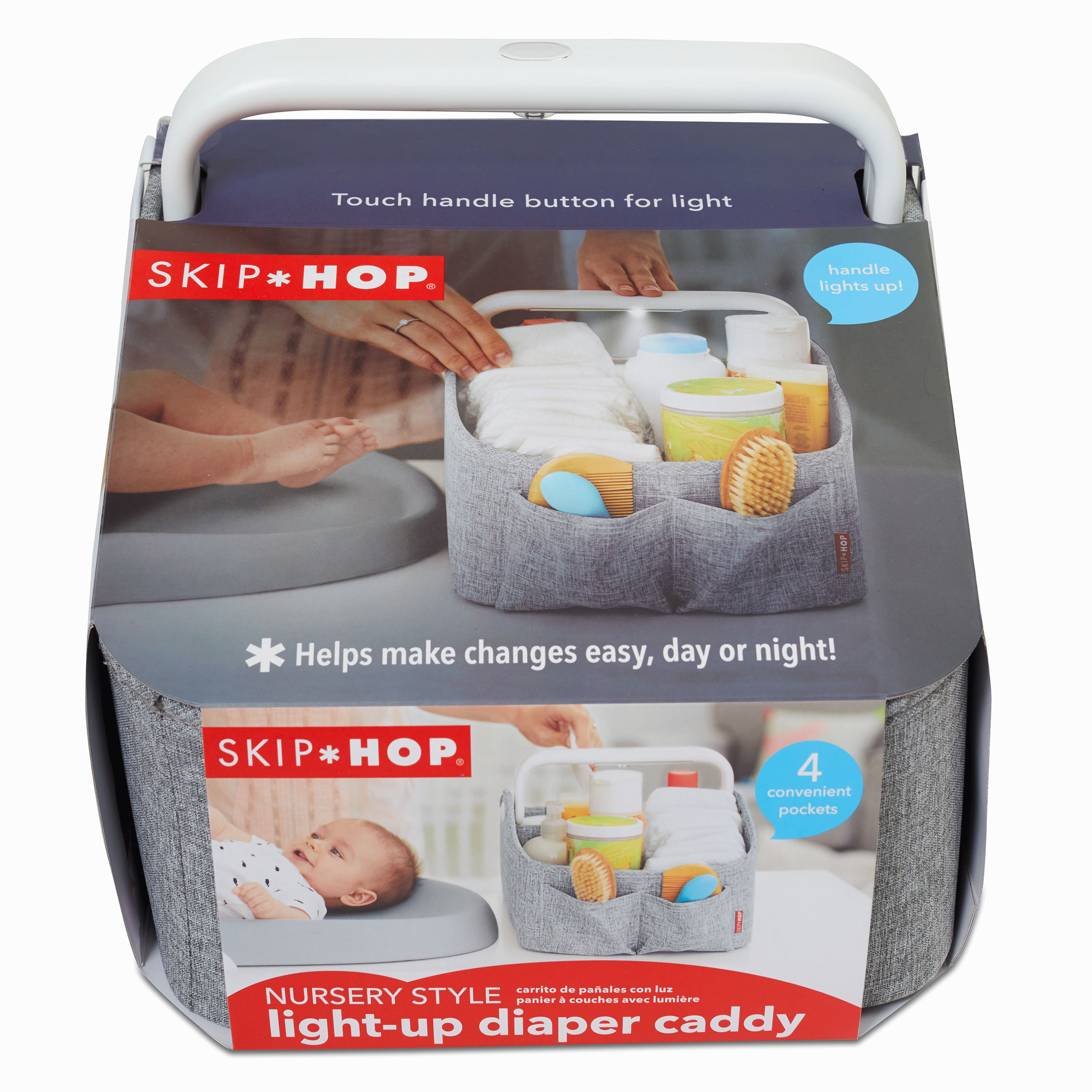 Light Up Diaper Caddy- Heather Grey